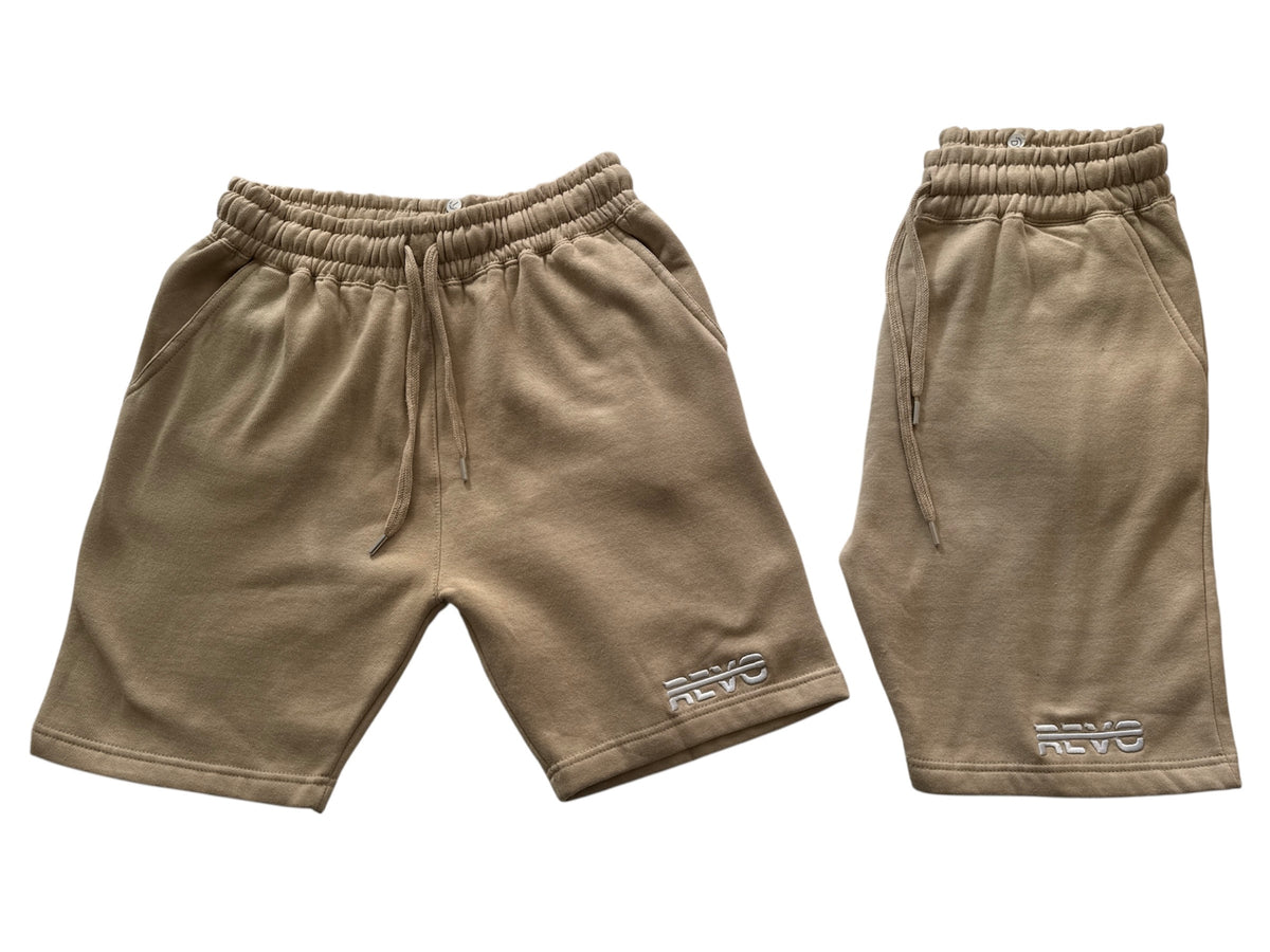 REVO LOGO BEIGE SWEAT SHORTS